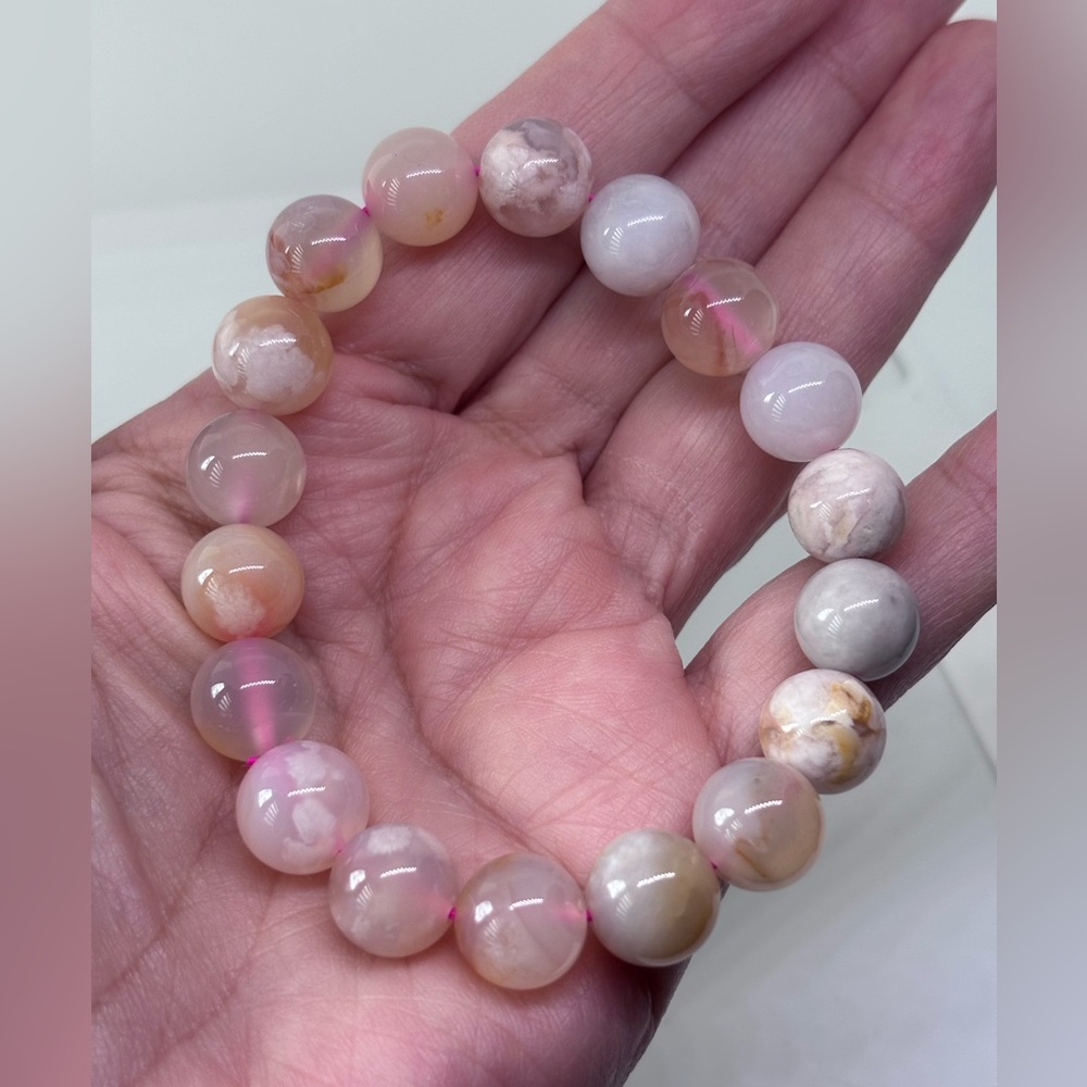 10 mm cherry blossom agate stretch bracelet